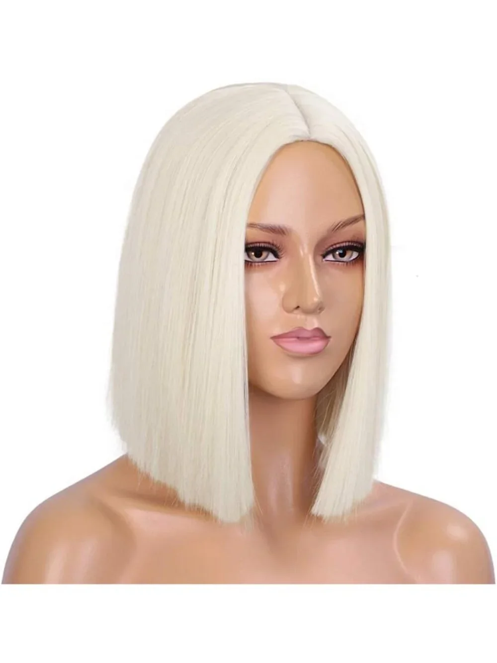 Stylish Platinum Blonde Short Bob Wig for Women - Straight Synthetic Hair